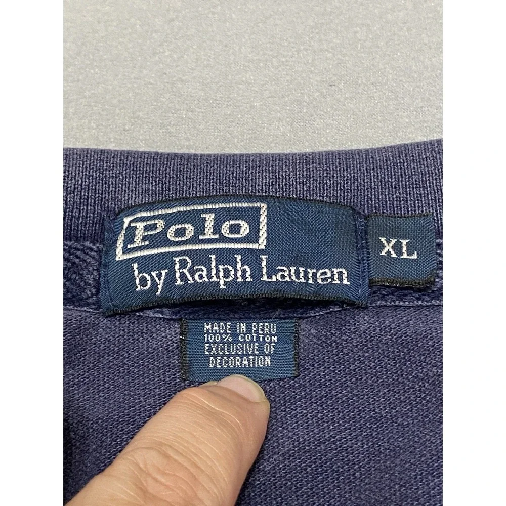 Polo Ralph Lauren Polo Shirt Mens XL Navy Blue Cotton Big RedPony Rugby USA Flag